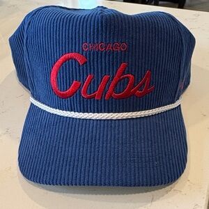 Cubs Blue Corduroy Visor with White Rope and Red Accent